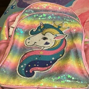 Sparkling Unicorn Kids Backpack with Rainbow Sequins